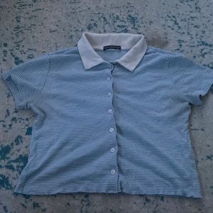 Brandy Melville blue and white stripped collard shirt. Size Small, fits a Medium